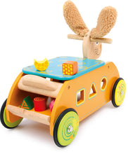 Load image into Gallery viewer, Wooden Rabbit Ride-on &amp; Shape Sorter