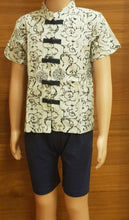 Load image into Gallery viewer, CNY Boys Tang Suit - Chinese Swirls Navy Blue