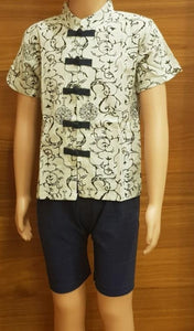 CNY Boys Tang Suit - Chinese Swirls Navy Blue