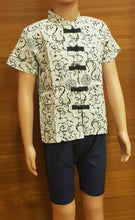 Load image into Gallery viewer, CNY Boys Tang Suit - Chinese Swirls Navy Blue