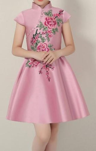 CNY Girls Cheongsam - Pink Peonies